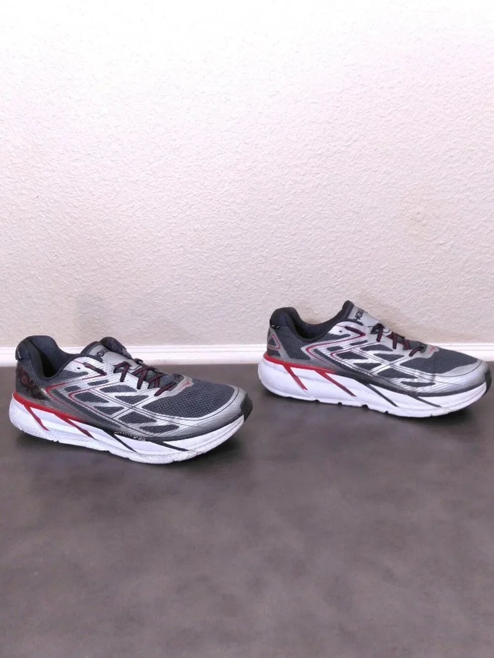 HOKA Clifton 3 Shoes Mens SIZE 14 Silver FORMULA ONE 1012046 SFON Running GYM